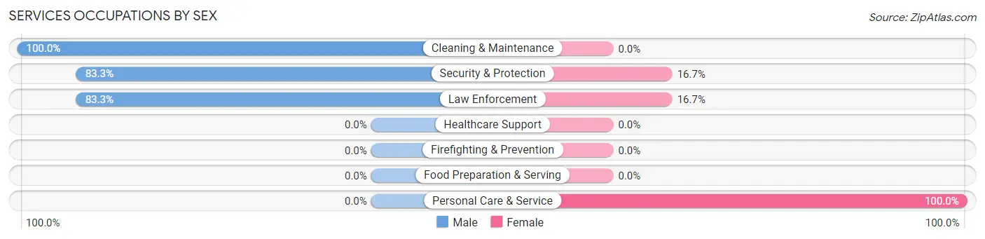 Services Occupations by Sex in Zip Code 15828
