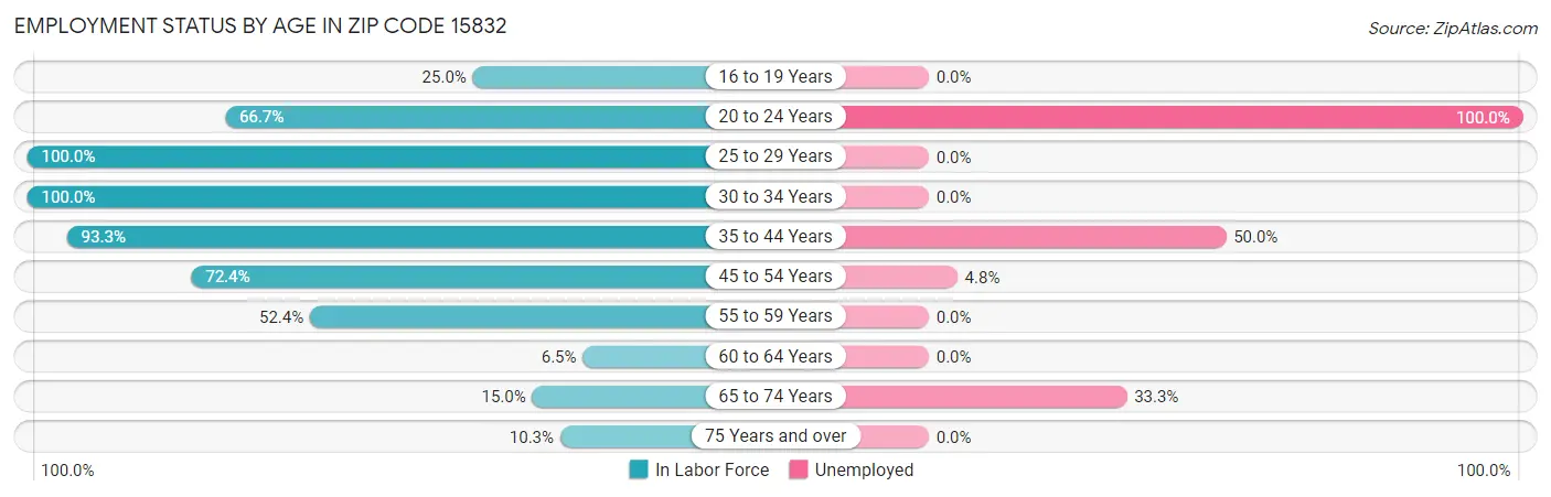 Employment Status by Age in Zip Code 15832