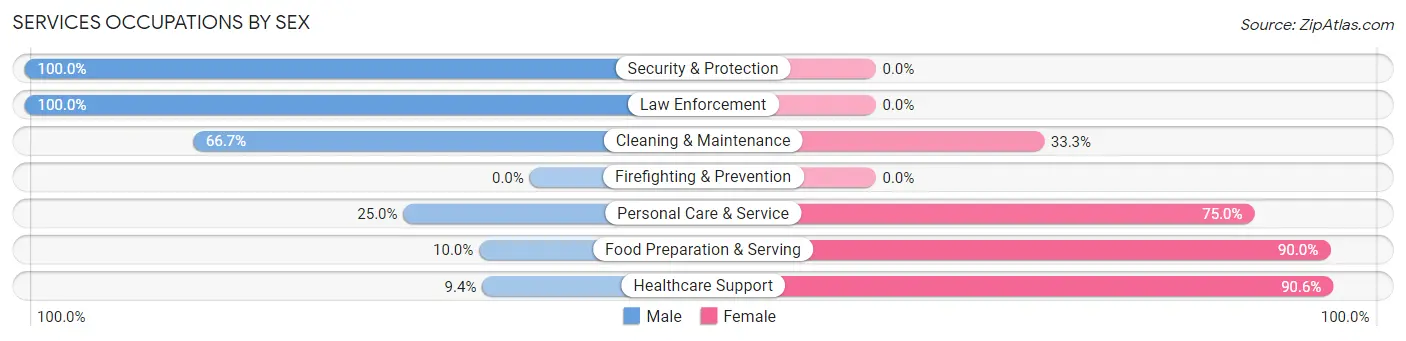 Services Occupations by Sex in Zip Code 15840