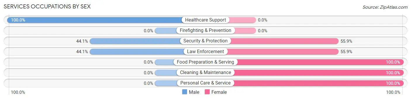 Services Occupations by Sex in Zip Code 15846