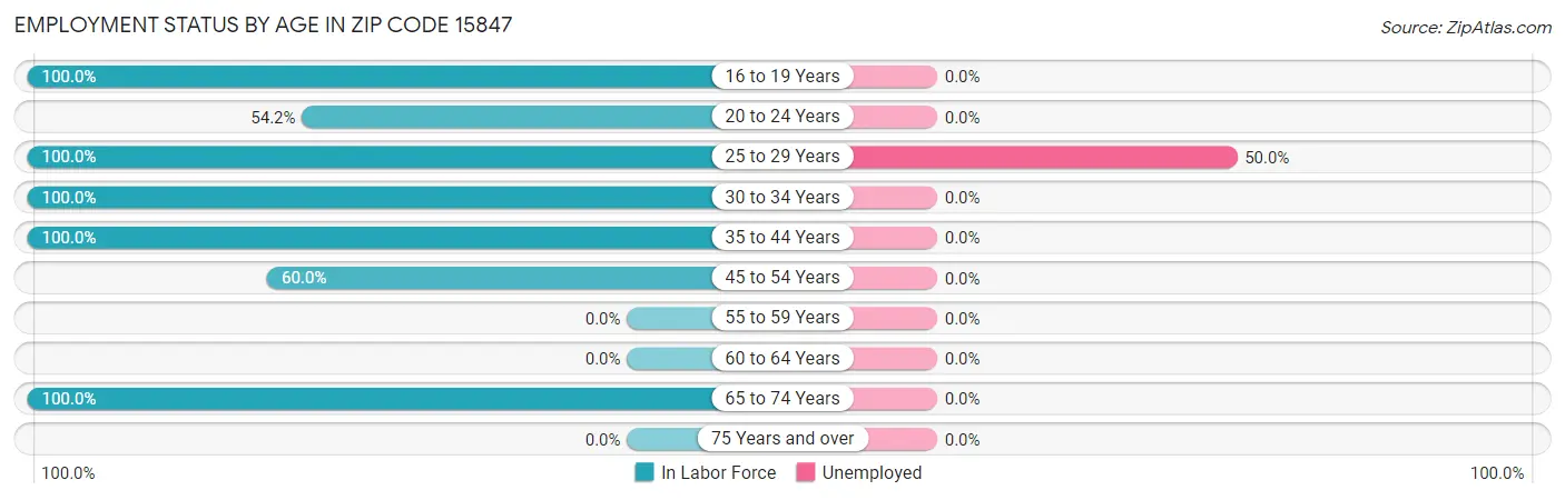 Employment Status by Age in Zip Code 15847