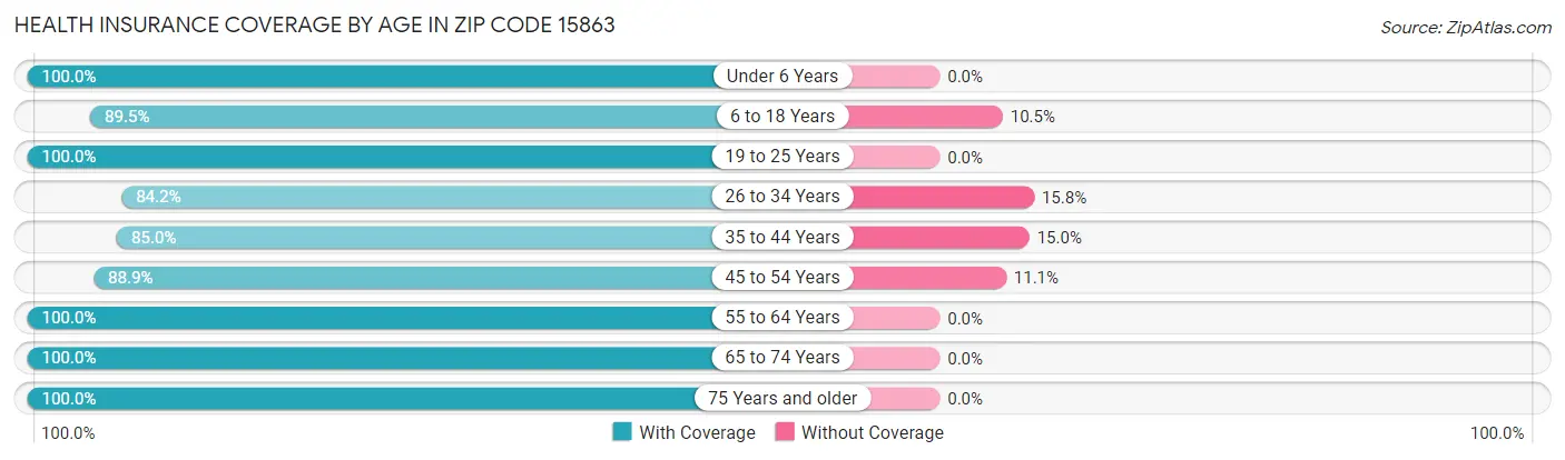 Health Insurance Coverage by Age in Zip Code 15863