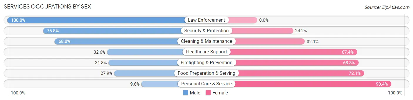 Services Occupations by Sex in Zip Code 15905