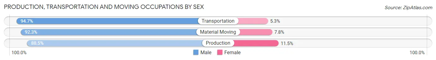 Production, Transportation and Moving Occupations by Sex in Zip Code 15906