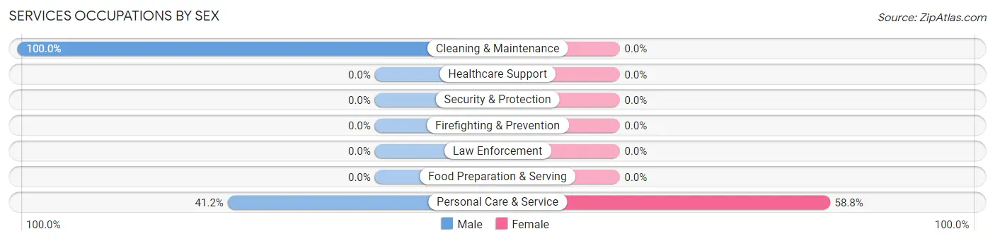 Services Occupations by Sex in Zip Code 15937