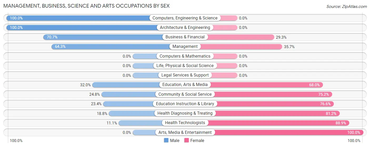 Management, Business, Science and Arts Occupations by Sex in Zip Code 15938