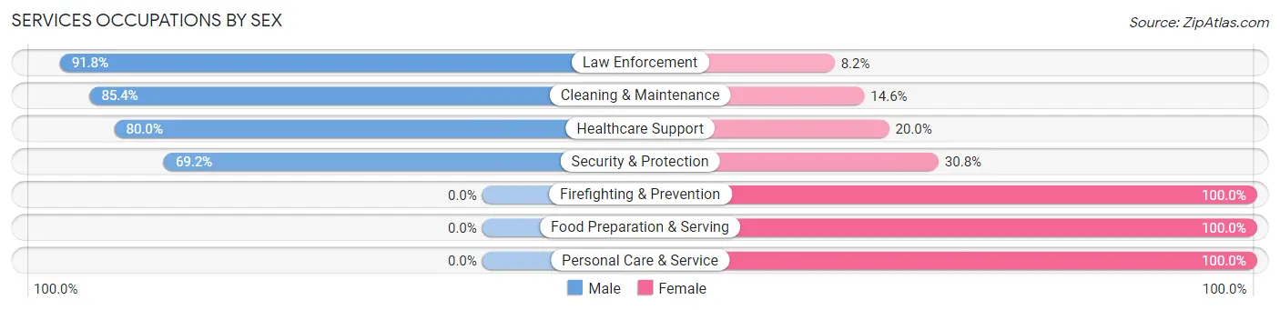 Services Occupations by Sex in Zip Code 15942