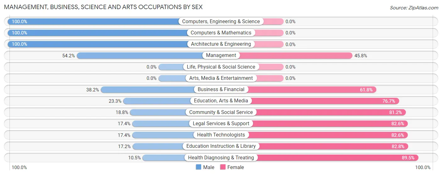 Management, Business, Science and Arts Occupations by Sex in Zip Code 15943