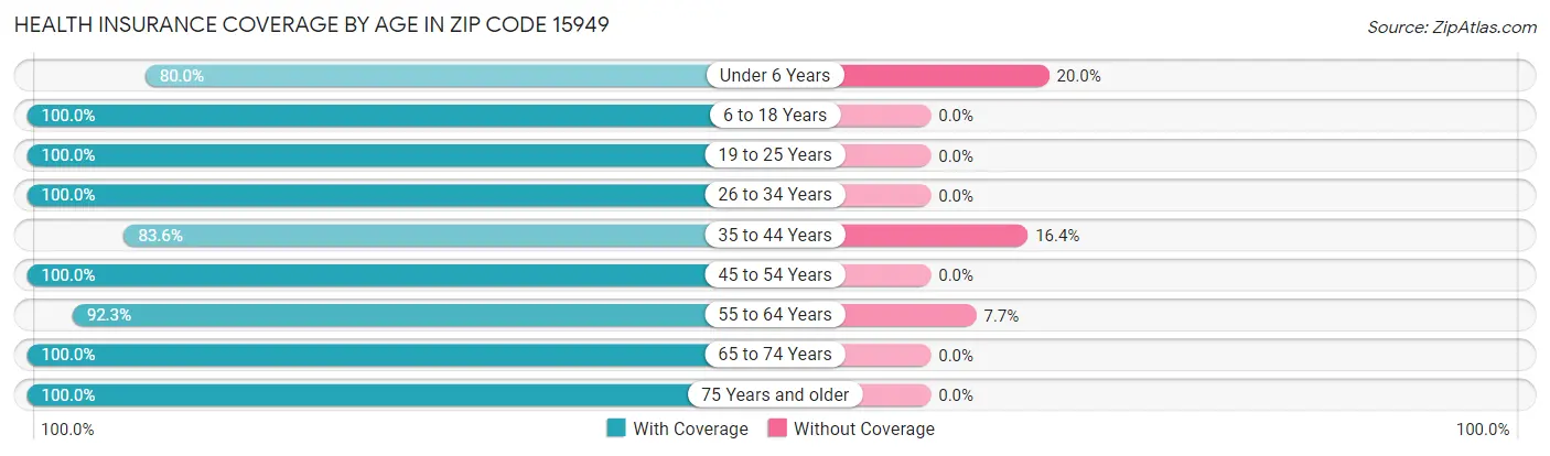 Health Insurance Coverage by Age in Zip Code 15949