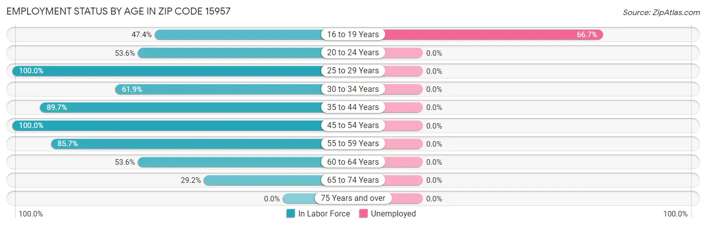Employment Status by Age in Zip Code 15957