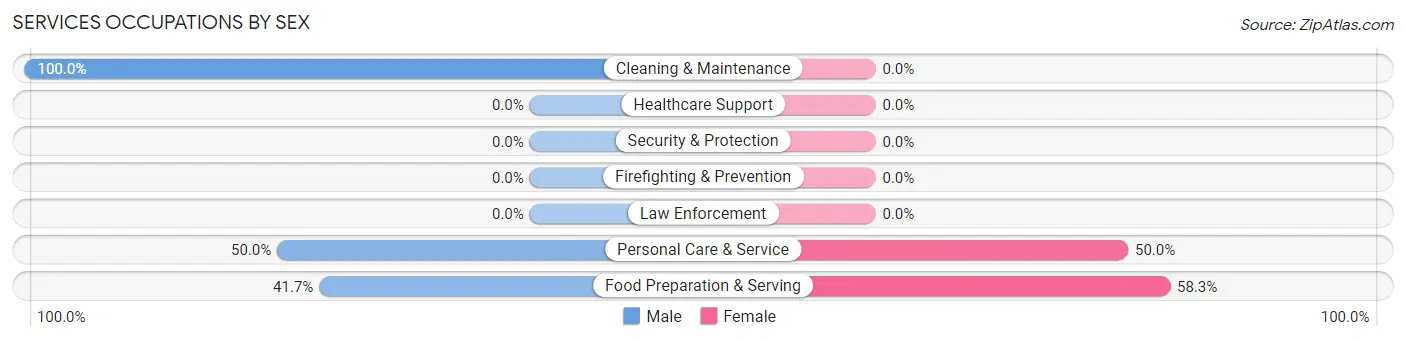 Services Occupations by Sex in Zip Code 16024