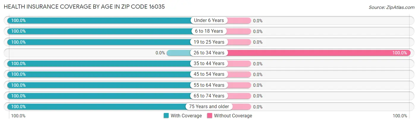 Health Insurance Coverage by Age in Zip Code 16035