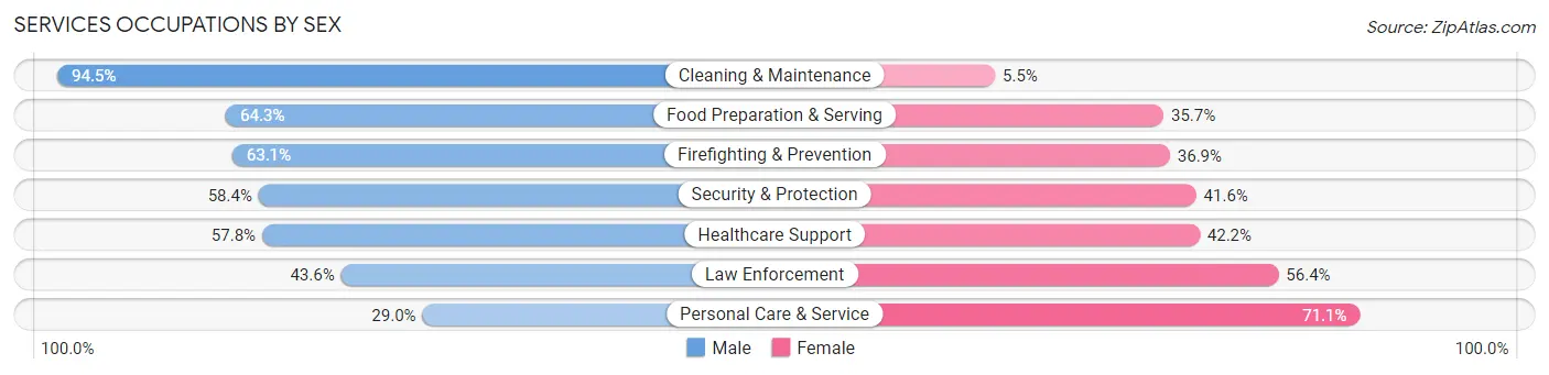 Services Occupations by Sex in Zip Code 16046