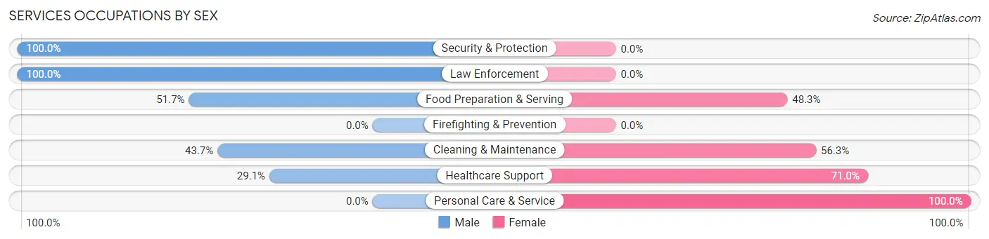 Services Occupations by Sex in Zip Code 16055