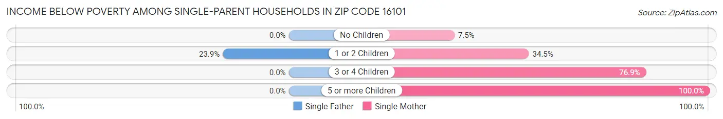 Income Below Poverty Among Single-Parent Households in Zip Code 16101