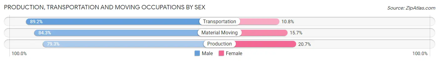Production, Transportation and Moving Occupations by Sex in Zip Code 16101