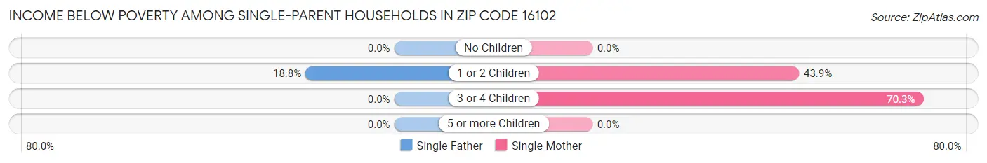 Income Below Poverty Among Single-Parent Households in Zip Code 16102