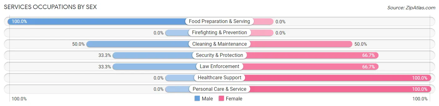 Services Occupations by Sex in Zip Code 16113