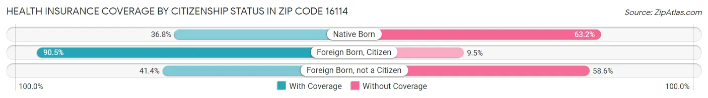 Health Insurance Coverage by Citizenship Status in Zip Code 16114