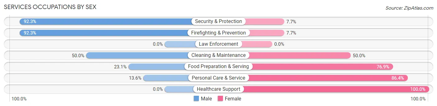 Services Occupations by Sex in Zip Code 16120