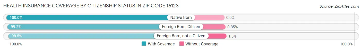 Health Insurance Coverage by Citizenship Status in Zip Code 16123
