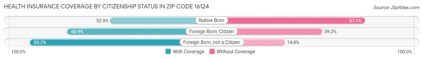 Health Insurance Coverage by Citizenship Status in Zip Code 16124