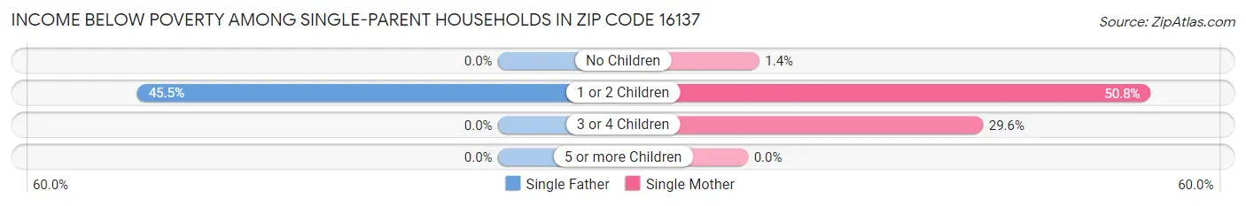 Income Below Poverty Among Single-Parent Households in Zip Code 16137