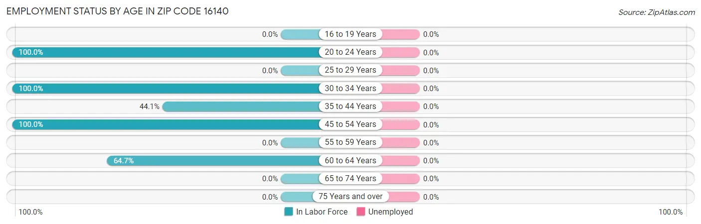 Employment Status by Age in Zip Code 16140