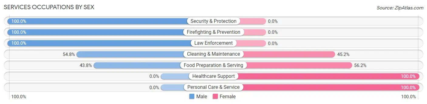 Services Occupations by Sex in Zip Code 16143