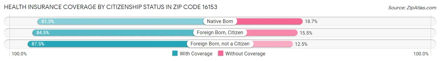 Health Insurance Coverage by Citizenship Status in Zip Code 16153