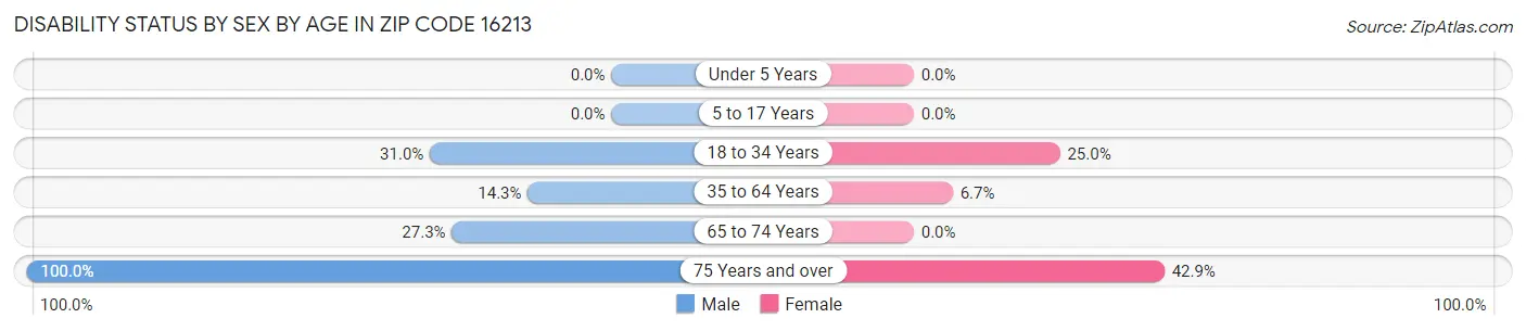 Disability Status by Sex by Age in Zip Code 16213