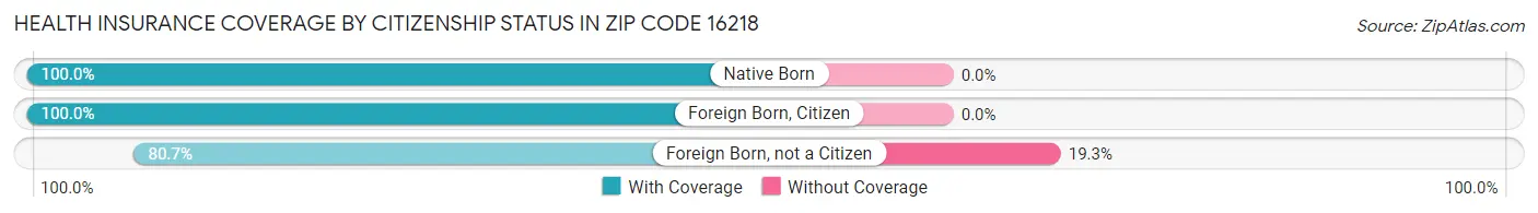 Health Insurance Coverage by Citizenship Status in Zip Code 16218