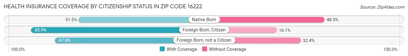 Health Insurance Coverage by Citizenship Status in Zip Code 16222