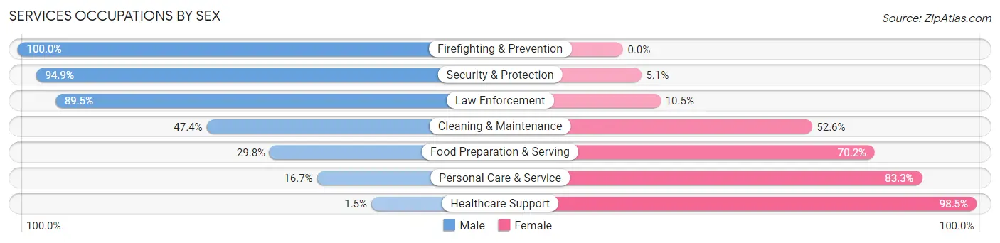 Services Occupations by Sex in Zip Code 16226