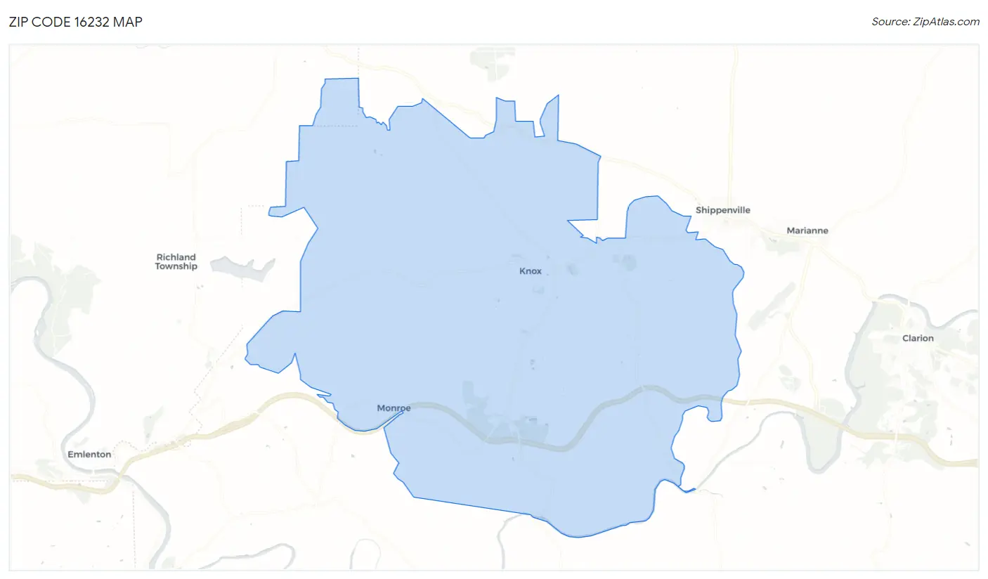 Zip Code 16232 Map