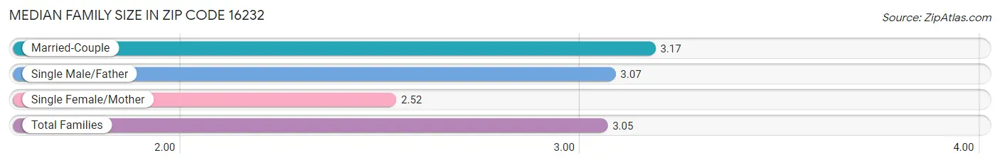 Median Family Size in Zip Code 16232