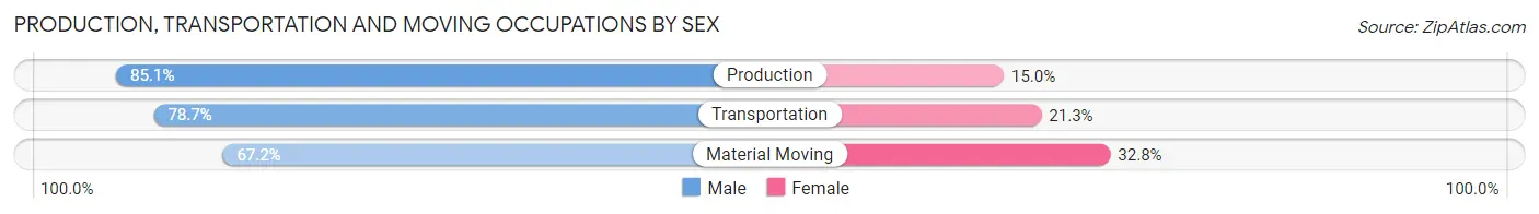 Production, Transportation and Moving Occupations by Sex in Zip Code 16232