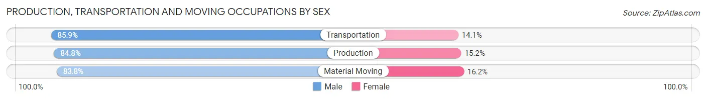 Production, Transportation and Moving Occupations by Sex in Zip Code 16242