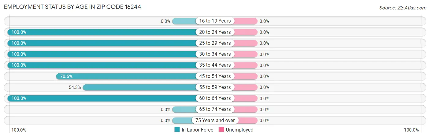 Employment Status by Age in Zip Code 16244