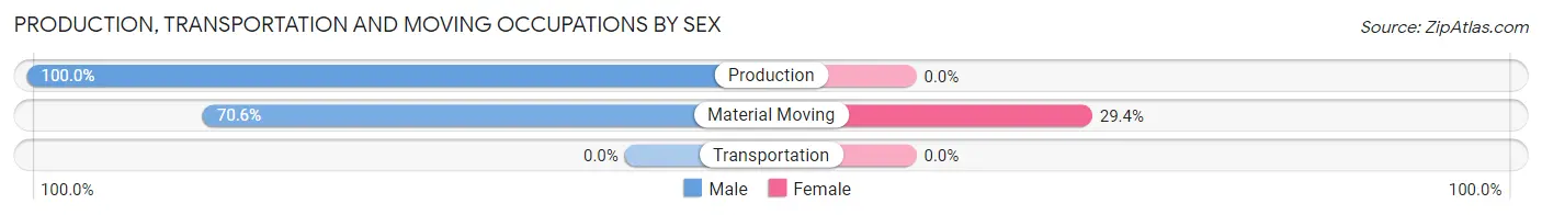 Production, Transportation and Moving Occupations by Sex in Zip Code 16245