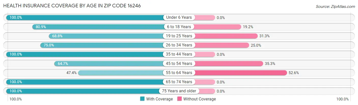 Health Insurance Coverage by Age in Zip Code 16246
