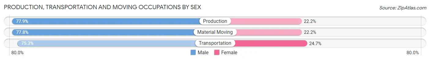 Production, Transportation and Moving Occupations by Sex in Zip Code 16248