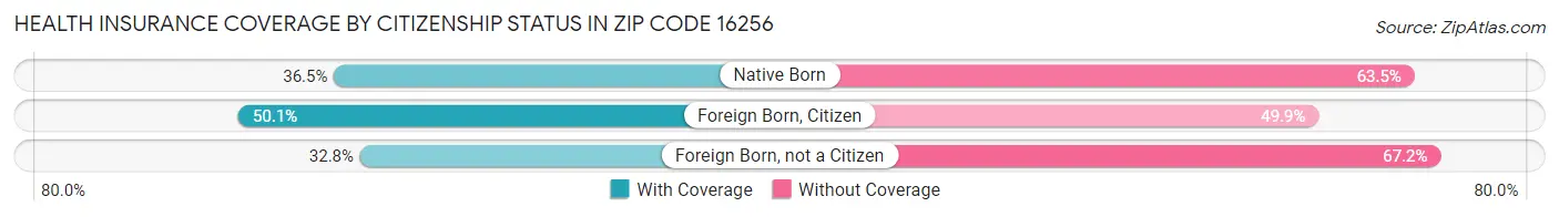 Health Insurance Coverage by Citizenship Status in Zip Code 16256