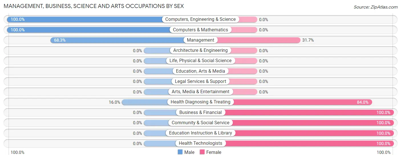 Management, Business, Science and Arts Occupations by Sex in Zip Code 16256