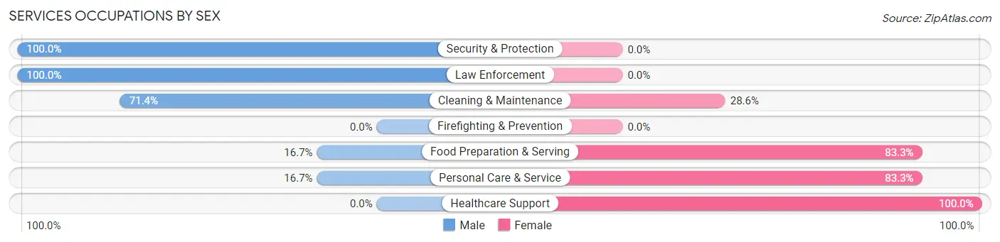Services Occupations by Sex in Zip Code 16256