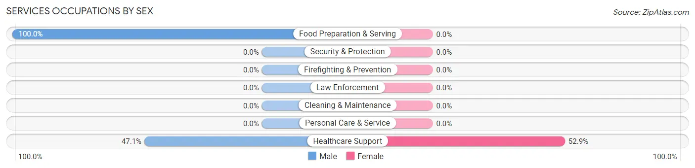 Services Occupations by Sex in Zip Code 16263