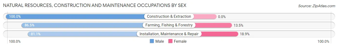 Natural Resources, Construction and Maintenance Occupations by Sex in Zip Code 16314