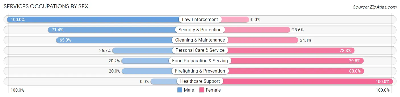 Services Occupations by Sex in Zip Code 16314