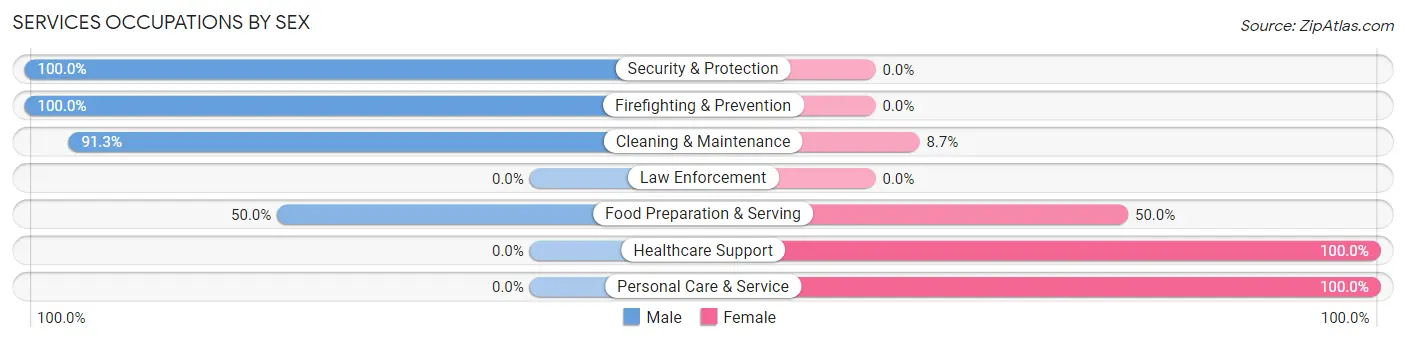Services Occupations by Sex in Zip Code 16319