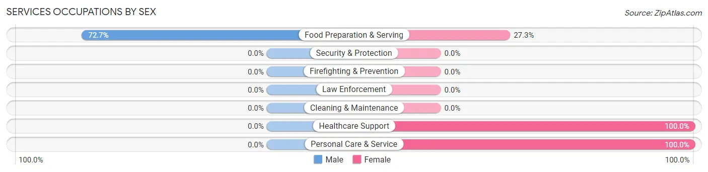 Services Occupations by Sex in Zip Code 16329